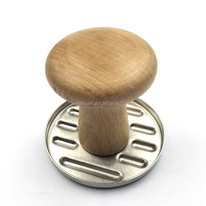 Outils de gadgets de cuisine durables Manche en bois léger Presse à <span class=keywords><strong>hamburger</strong></span> ronde pour petit café Burger Shop Usage domestique - Product Image 3