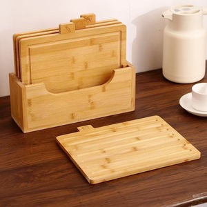 Bamboo Cutting Board <b>Set</b> 4-Piece Rectangular Wood For Kitchen Food Prep - Product Image 1