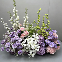 Décoration de centre de table en forme de candélabre floral en soie faite à la main, fleurs artificielles violettes, décoration pour la Saint-Valentin, vente en gros