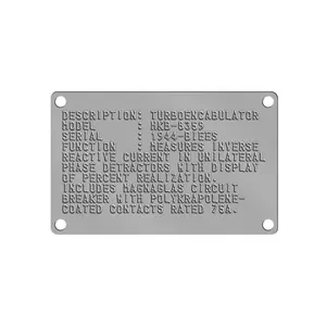 Anufturers-placa de identificación de equipo mecánico, grabado de pantalla de metal y aluminio de acero inoxidable, se puede grabar directamente