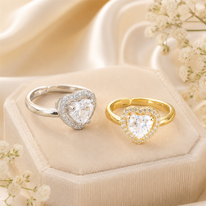 Anello regolabile a forma di cuore, design alla moda, elegante gioiello da indossare tutti i giorni - Product Image 6