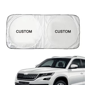 Siy8 Custom Printing Dealer Gift Foldable Front Windshield Polyester Uv Bubble Sun <b>Shades</b> Double Circle Car Sunshade Logo - Product Image 1