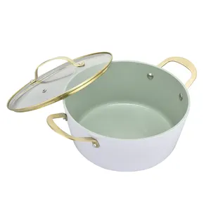 Aluminium Light Green Casserole Purple Ceramic Cookware Set soup stock pot