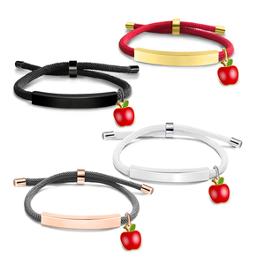 Gelang pesona rajutan tali tangan dari baja anti karat custom Ywyougang, dapat disesuaikan, berlapis emas mawar, model trendy Apple Blank - Product Image 2