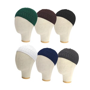 Kufi traditionnel 100 % coton à motifs géométriques, avec kufi de prière en coton respirant et chapeau Kopiah texturé pour homme, idéal pour les voyages quotidiens - Product Image 1