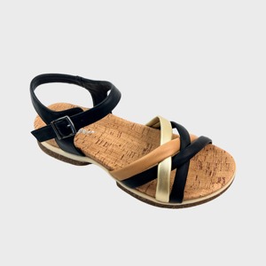 Casual Color-blocked PU Wedding Clogs Sandals Adjustable Buckle Ankle Strap Cork Soles <strong>Low</strong> <strong>Wedge</strong> for Walking Sandals - Product Image 3