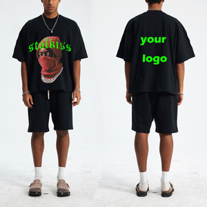 Camiseta Negra de Manga Corta para Hombre de 100% Algodón de 260 GSM, Corte Holgado y Ancho de Tejido de Punto Grueso - Product Image 1