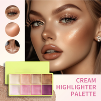 Palette de maquillage 8 couleurs pour le visage : illuminateur, bronzer, contour. Créez votre propre palette de poudre et crème illuminatrice sous marque privée.
