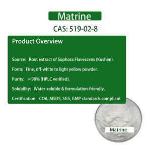 แป้งธรรมชาติสกัดจาก <span class=keywords><strong>matrine</strong></span> 519-02-8 <span class=keywords><strong>98</strong></span>% สารสกัดจากธรรมชาติต่อต้านริ้วรอยส่วนประกอบเครื่องสำอางช่วยให้ผิวมังสวิรัติกระจ่างใสและต้านริ้วรอย - Product Image 5