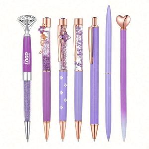 Juego de Bolígrafos de Acero Inoxidable con Cristales de Diamante - Bolígrafos Promocionales con Serigrafía para Escribir en el Diario, Tinta Negra, Regalos Elegantes y Bonitos - Product Image 1