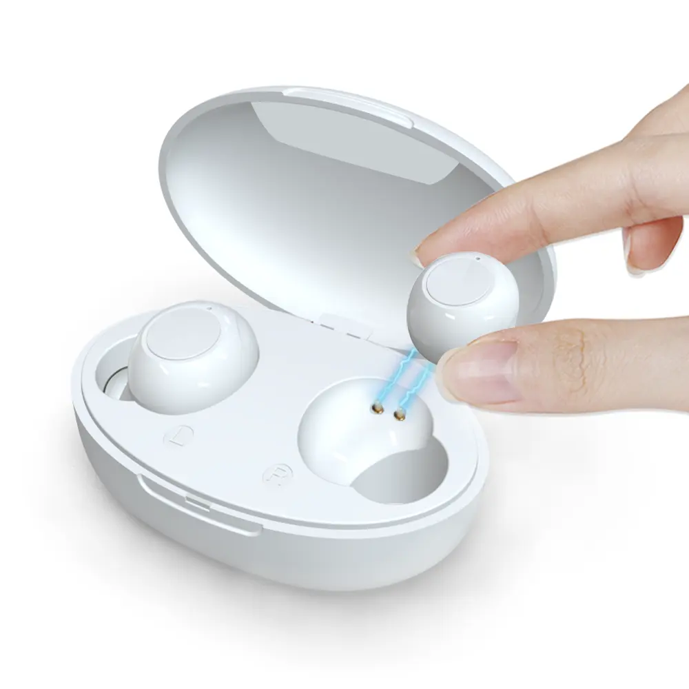 Vendita calda apparecchio acustico ricaricabile in-ear magnetico binaurale multimodale digitale con scomparto di ricarica