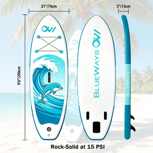 Tabla de Paddle Surf Inflable Dolphin de 9'6" para Adolescentes, SUP Junior Extra Ancho de 31" y Estable, Tabla de Stand Up Paddle para Niños de 5 Pulgadas de Grosor - Product Image 3