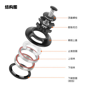 Viaron Bicycle Headset 52x52mm Aluminum Alloy <b>External</b> Bearing Sealed <b>Cable</b> Routing CNC Machined - Product Image 1