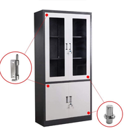 Armoire de classement en acier verrouillable avec portes vitrées et 2 tiroirs, organisateur de rangement en métal blanc pour bureau, design moderne