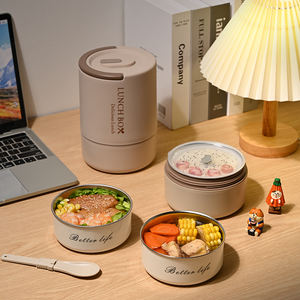 Экологичные продукты 2023: Портативный ланч-бокс с 3-мя отделениями, набор контейнеров для еды для взрослых с многоразовой ложкой и сумкой - Product Image 6