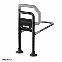 Barre d'assistance de lit réglable à installation sans outil, avec lumière à capteur de mouvement, pieds à ventouse en acier à haute teneur en carbone, hauteur réglable en 14 niveaux, pour seniors