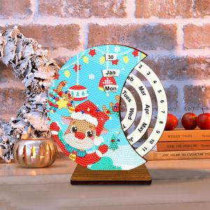 Thème de Noël créatif Diy Round Drills Diamond Art 3D Fun Calendar on Table - Product Image 4