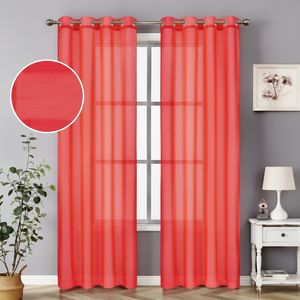 Tende decorazioni per la casa rosse con 8 occhielli W140 X L228cm eleganti mantovane - Product Image 1