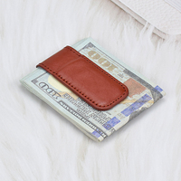 Dompet Magnet dapat dilipat Mini tempat klip uang kulit hadiah modis klip uang Magnet kuat Logo kustom grosir