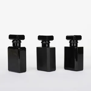 Zwarte Unieke Mannen Parfum Fles Ontwerp Crimp Pomp Spray Crimp Sproeier Voor Opknoping Auto Diffuser Parfum Kleine Spray Glazen Flessen