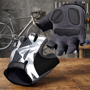 Gants de cyclisme demi-doigts avec imprimé géométrique, maille respirante, unisexes, pour l'été et le fitness - Product Image 6