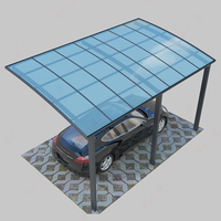 Panneaux de toiture en polycarbonate à double paroi, structure en aluminium, nouveau design moderne, abri de voiture avec gouttières métalliques