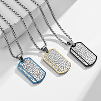Pendentif rétro en acier inoxydable pour homme avec motif de lune Collier de marque militaire simple à la mode Chaîne de corde de style classique Accessoire de fête