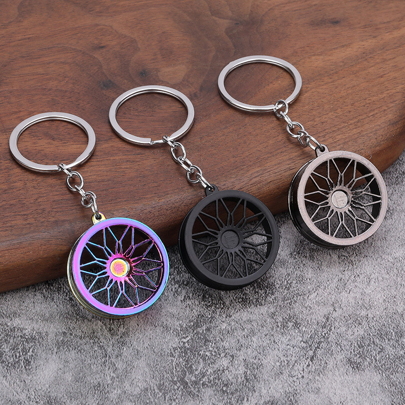 Hot Sale Auto Zinc Alloy Wheel Rim Keychain Auto Tire Part Car Gift Key Chain Ring Car Accessories Product