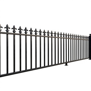 Valla Ornamental de Hierro Fundido de 6 Pies de Altura, Estilo Clásico con Remates de Flor de Lis, Recubrimiento en Polvo, Seguridad para Uso Residencial en Exteriores - Product Image 1