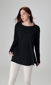 Lâche et respirant fil flammé haut de <span class=keywords><strong>sport</strong></span> femmes Simple un côté fente Yoga course en plein air Fitness femmes hauts et chemisiers - Product Image 5