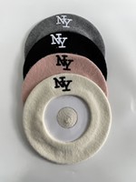 Béret en laine brodé avec logo NY, béret vintage chaud pour femme, automne-hiver