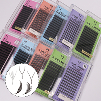 Extensions de cils en gros, forme en W, courbure C et D, logo personnalisé, légères, douces, moelleuses, noires mates, Clover YY