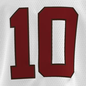 Maillot de sport vintage style américain HEALY blanc et rouge avec blocs de couleur, imprimé numéro 10, en maille à manches courtes - Product Image 5