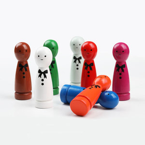 Colorful Wooden Figure Ornaments With Printed Eyes And <b>Bow</b> Design For Children Educational Toys Home Decor <b>Gift</b> Item - Product Image 1