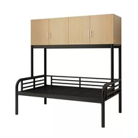 Lit simple en métal avec armoire de rangement pour dortoir scolaire et appartement