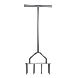 35.5 Inches stainless steel powder 4 fork Yard Butler lawn core aerator Manual Grass Dethatching Turf Plug Core Aeration Tool