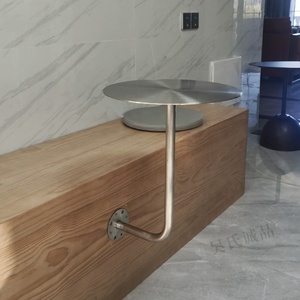 Simple Milk Tea Shop <strong>Side</strong> <strong>Table</strong> Coffee Shop Booth <strong>Table</strong> Wall-mounted Stainless Steel Small <strong>Round</strong> <strong>Table</strong> - Product Image 3