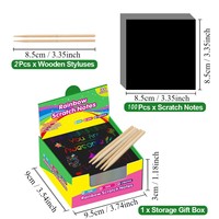 Boîte de 100 feuilles de papier à gratter arc-en-ciel, notes à gratter DIY pour enfants, jouet éducatif de bricolage et de dessin
