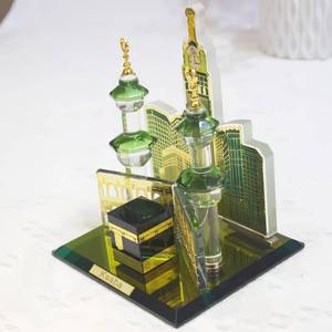 Recuerdo religioso islámico, cristal duradero con la imagen de la Kaaba y la Torre del Rey Saudí, decoración para mesa de hogar a precio de fábrica. - Product Image 1