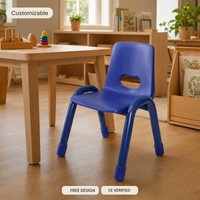 Chaise d'étude empilable en plastique bleu PP avec structure métallique 350SHmm pour étudiants, fournitures scolaires et institutionnelles