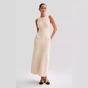 Da donna autunno autunno inverno elegante senza maniche in maglia Chic Slim donna lunga festa 2024 gilet Midi abiti attillati per donna - Product Image 1