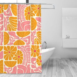 Ohocut Mid Century Modern Abstract Geometric Boho <b>Shower</b> <b>Curtains</b> Cute Pink <b>Yellow</b> Floral Bathroom Decor - Product Image 4