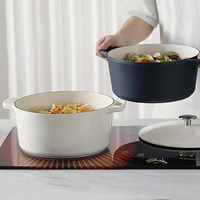 Cocotte en fonte émaillée de qualité supérieure avec revêtement antiadhésif, compatible lave-vaisselle, gaz et induction, idéale pour la cuisine domestique