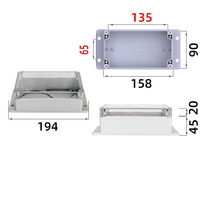 Contenitore per apparecchiature elettroniche in ABS OEM, scatola di giunzione in plastica personalizzata con alette di montaggio e coperchio trasparente