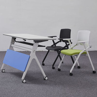 Bureau d'étudiant d'étude en classe et table pliante de formation de réunion de chaise avec des roues