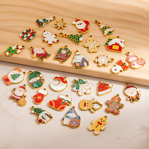 จี้ห้อยคอธีมคริสต์มาส สแตนเลสสตีล สีทอง 18K อุปกรณ์ทำเครื่องประดับ DIY ของขวัญสำหรับทุกเพศ - Product Image 1