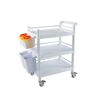 Medical <b>Trolley</b> 3 Tier <b>Plastic</b> Hospital Furniture With 4 Castors Convenient Storage Rack For Nursing Beauty Use - Product Image 1