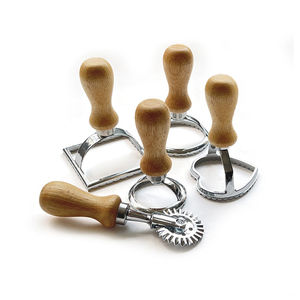 Manjia แม่พิมพ์ปั๊มตัดคุกกี้,สำหรับทำบิสกิตกับมือจับไม้และอุปกรณ์ทำขนมอบขอบร่อง - Product Image 2