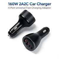HNT Grosir Penjualan Terlaris 160W 2A2C 4-Port Charger Mobil Universal PD3.1 QC PPS Adaptor Pengisian Cepat untuk Laptop Ponsel