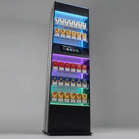 Vitrine de présentation de cigarettes haut de gamme en verre trempé pour magasin de tabac avec écran LCD